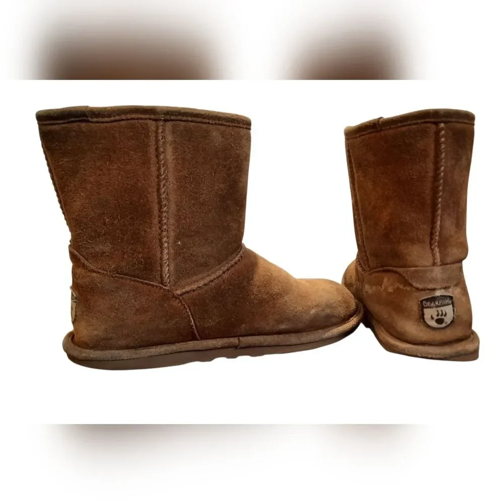 Bearpaw Elle Youth Boots 4 Brown Suede Wool Outdoor Winter Comfort Classic